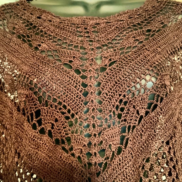 BETTE PAIGE chocolate brown Crochet Top size PL - Picture 5 of 9